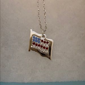 American flag Swarovski necklace NIB